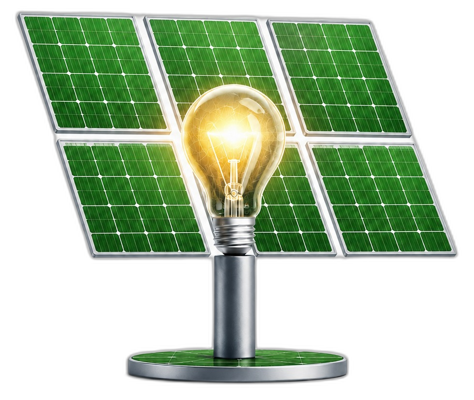 Panneaux solaires et ampoule pour l'engagement RSE ALMA