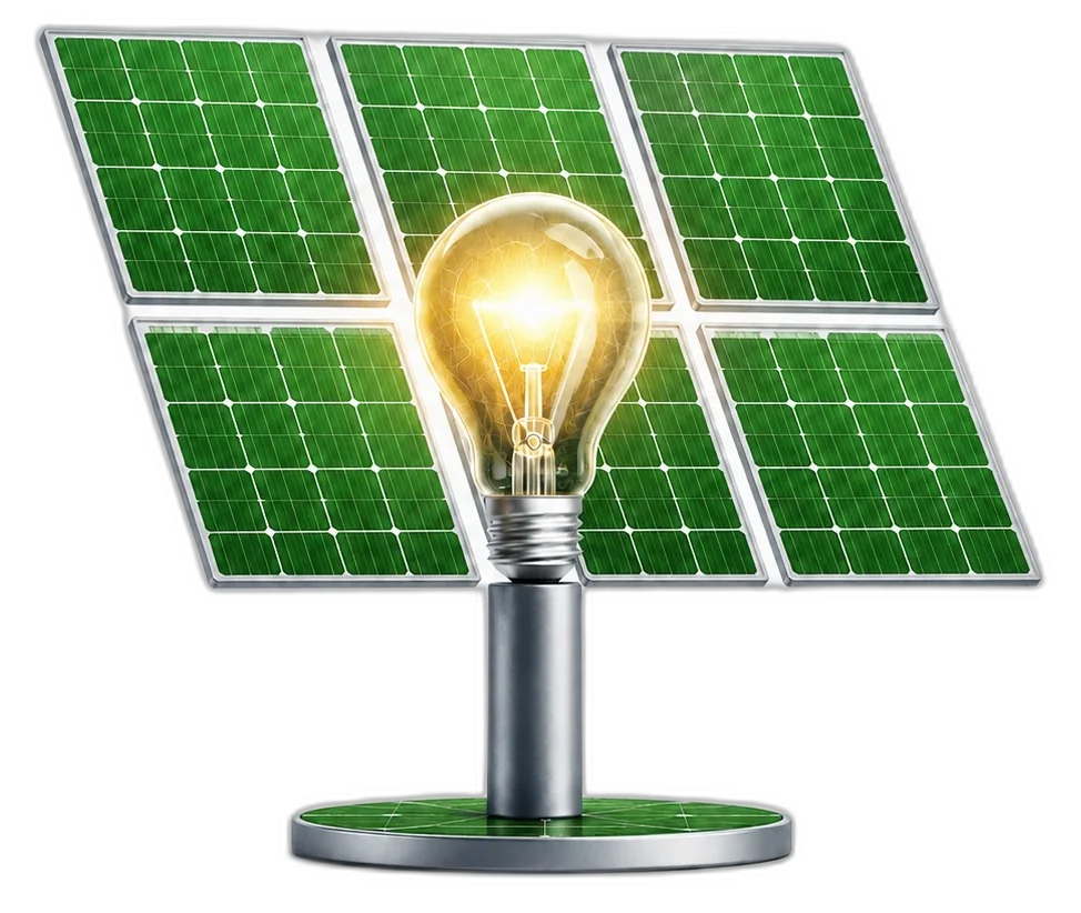 Panneaux solaires et ampoule pour l'engagement RSE ALMA